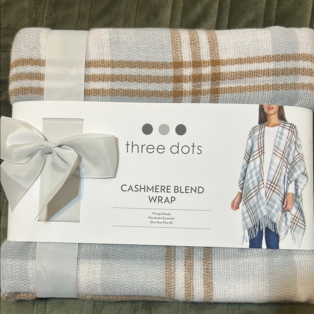 Three Dots Plaid Cashmere Blend Shawl